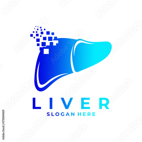 Digital liver logo design vector. Medical liver organ logo. Modern healthy logo icon