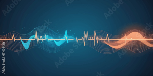 Abstract ECG wave forming a healthy heart shape, a rhythmic heartbeat cardiogram of medical pulse
