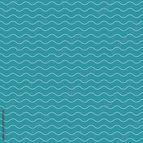 White wavy lines flowing across a rich aqua teal background. This seamless pattern suits modern, calming, and abstract design themes.