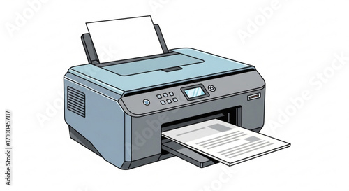 Inkjet printer, a common office device used for printing documents and photos with a clean and modern design