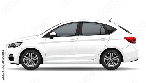 Modern white hatchback vehicle profile view