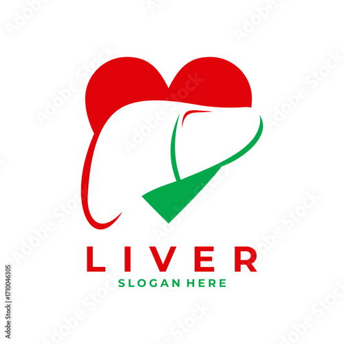 Love liver logo design vector template. Liver care logo design icon