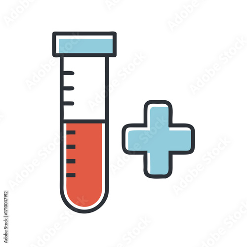 Blood test results analysis medical diagnosis healthcare checkup plus sign laboratory examination report