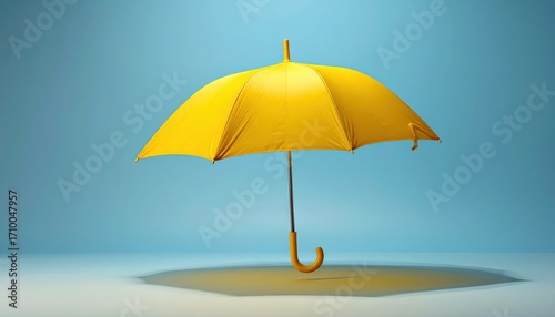 Wallpaper Mural A bright yellow umbrella stands out against a simple, light blue background, creating a cheerful and optimistic mood. Torontodigital.ca
