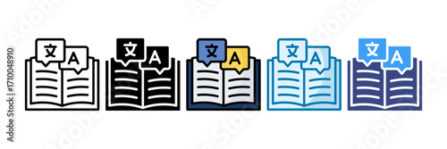 Language Book Icon Set Multiple Style Collection