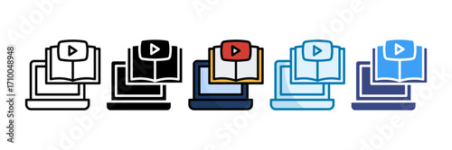 E-Learning Icon Set Multiple Style Collection