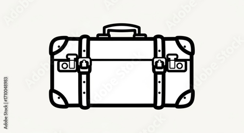 Classic suitcase, a minimalist line art illustration symbolizing travel, vacation, and the excitement of new adventures