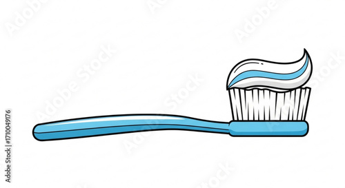 Toothbrush with toothpaste dental care and hygiene concept vector illustration of a toothbrush with toothpaste