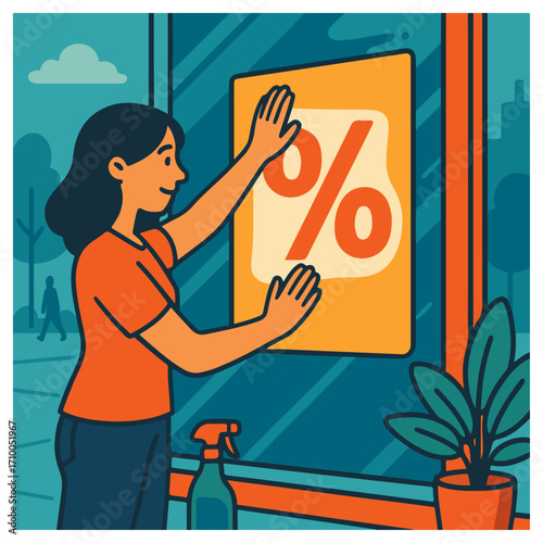 Retail Sale Poster in Storefront – Discount Promotion