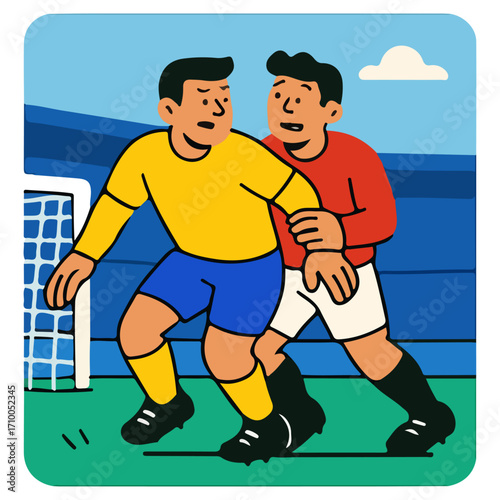 Soccer Defense and Tackle – Defender Marking the Striker