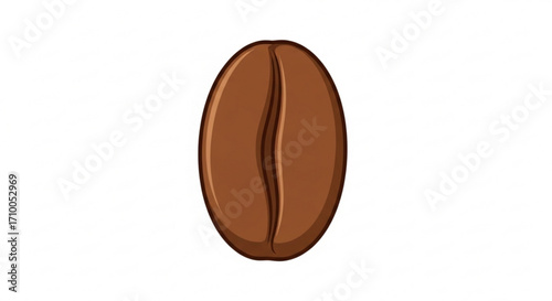 A single coffee bean, showcasing its smooth, brown surface and characteristic central groove, perfect for coffee lovers