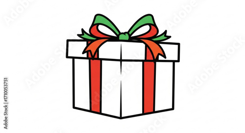 Gift box with ribbon and bow present for birthday, christmas, or any special occasion, wrapped with care