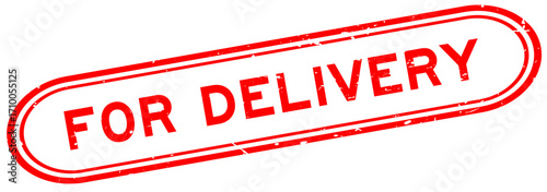 Grunge red for delivery word rubber seal stamp on white background