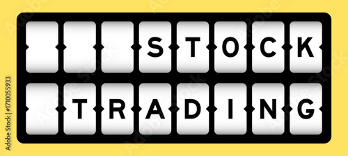 Black color in word stock trading on slot banner with yellow color background