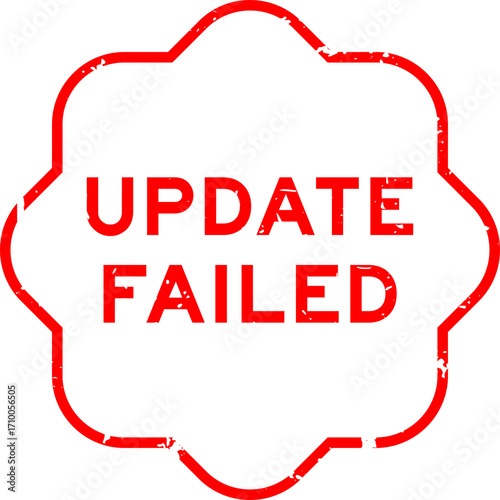 Grunge red update failed word rubber seal stamp on white background