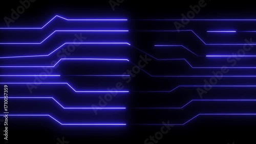 Neon digital futuristic tech background loop. neon circuit board lines concept motion HD animation.