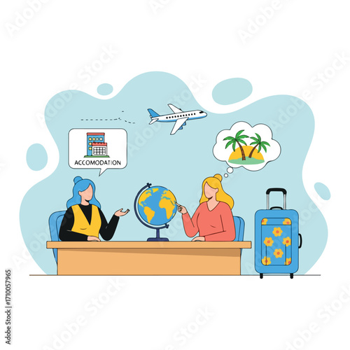 Travel Consultants Planning a Vacation Accommodation