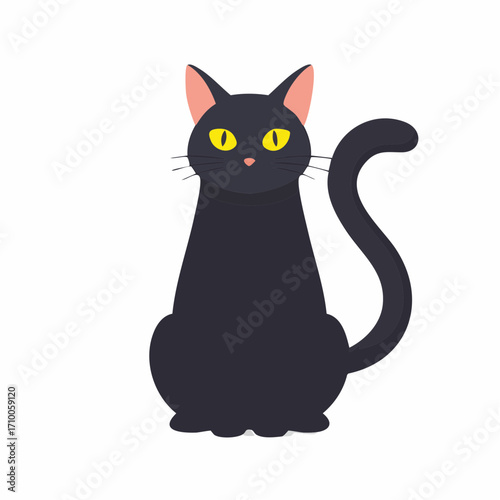 Black Cat Halloween Vector Silhouette
