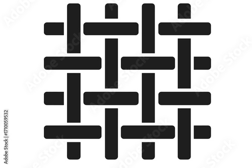 Black woven pattern with intersecting horizontal and vertical lines in a contemporary design