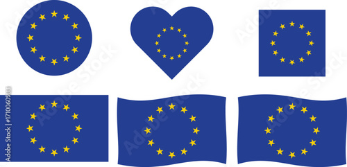 Flag of Europe, European Union. EU flag icon. Vector of amazing European Union flag.
