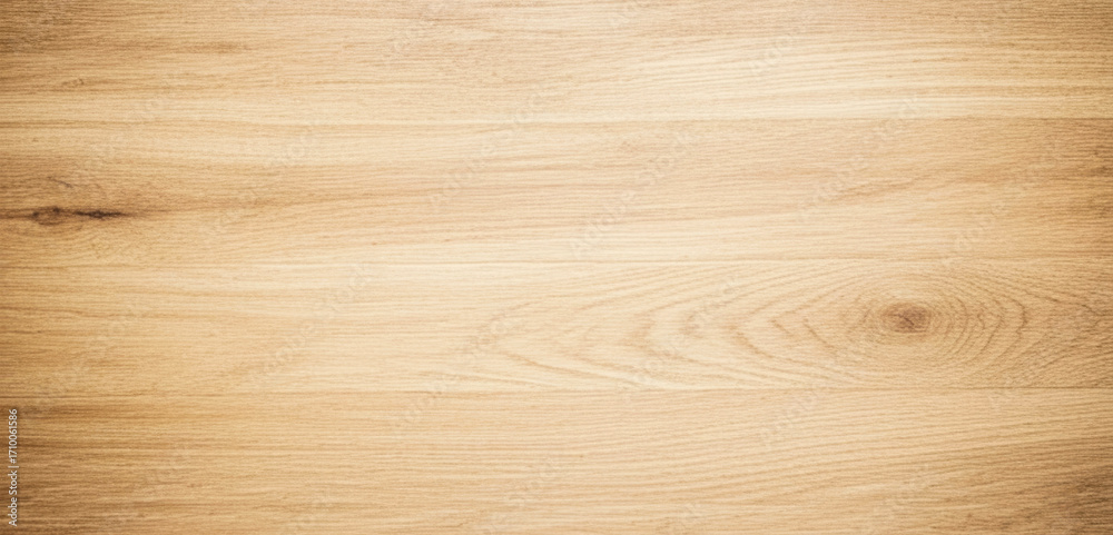 Fototapeta premium A light brown wooden surface shows wood grain and subtle color variations, enriched with natural textures and a warm organic atmosphere for design use.