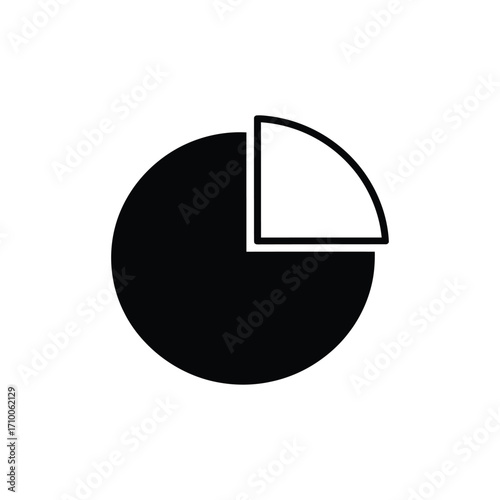 Pie chart icon representing data visualization, statistical analysis, and business analytics isolated on white background