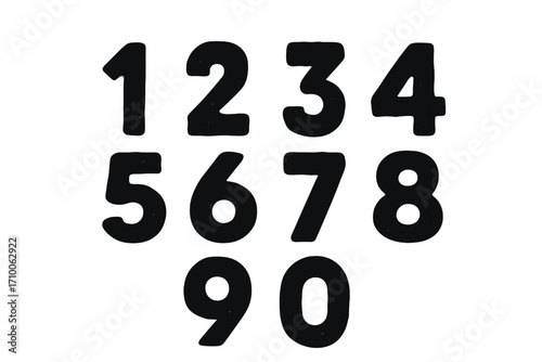 Bold black numbers ranging from one to nine arranged in a grid pattern on a white background for educational purposes