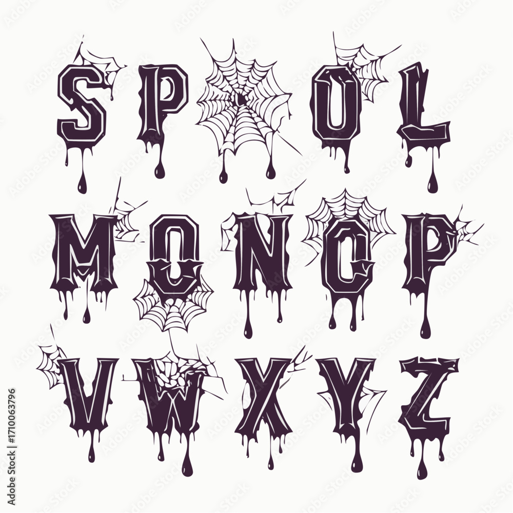 Spooky Halloween Alphabet Vector Set
