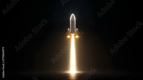 Wallpaper Mural Cosmic Ascent: Witness the awe-inspiring launch of a rocket ship, as it streaks skyward against the vast darkness of space. Torontodigital.ca