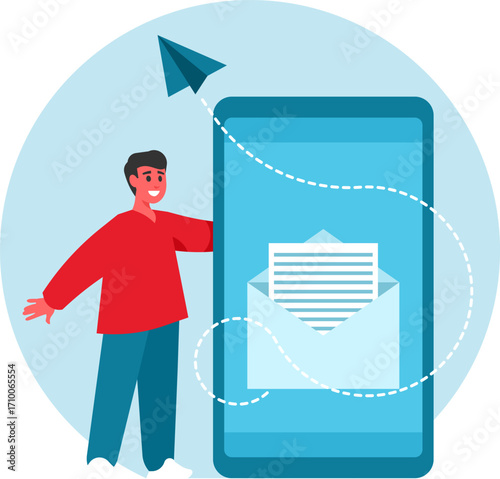 Email Smartphone Concept – Mobile Communication and Messaging Vector Illustration