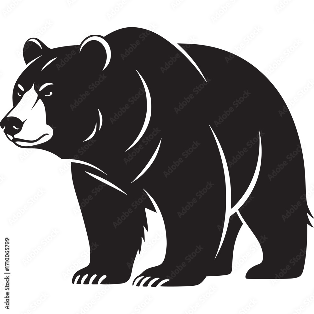Obraz premium Stylized black bear illustration isolated on white background