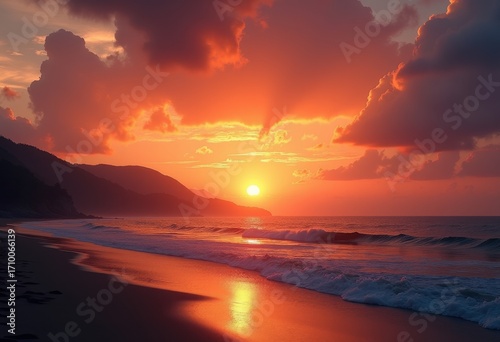 Majestic Sunset Expansive Horizon Vibrant Sky Dramatic Colors Nature's Beauty Twilight Serenity