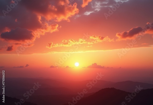 Majestic Sunset Over Expansive Horizon Vibrant Colors Dramatic Skies Golden Light Scenic View