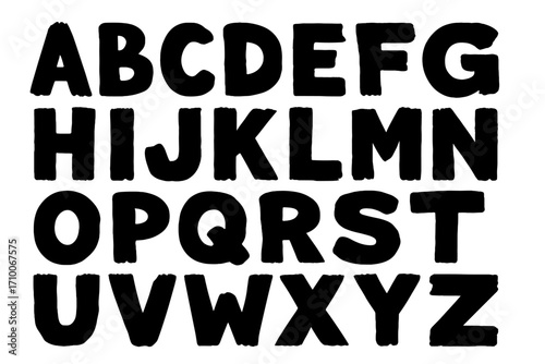 Creative bold lettering in uppercase showcasing the entire alphabet with a playful and artistic design