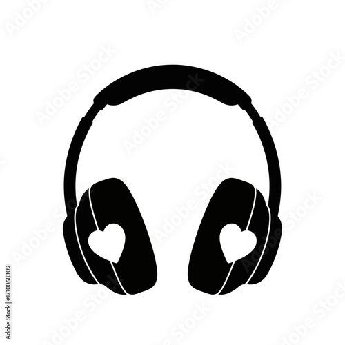 Valentines headphones on white background