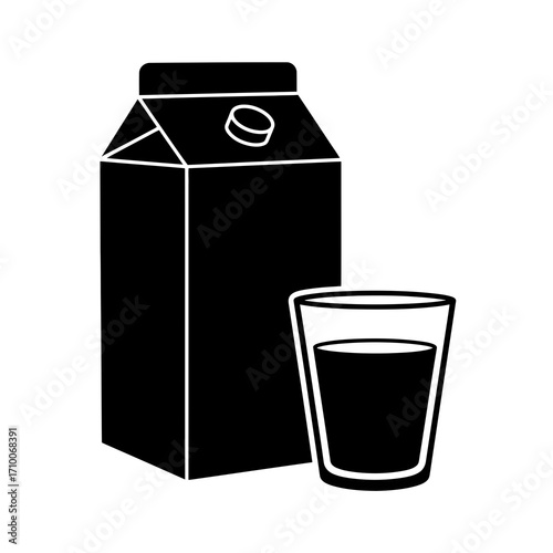 vector illustration of a milk bottle and glass
