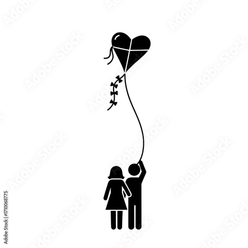 A couple holding love kite vector illustration