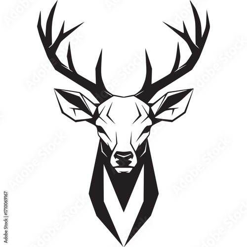 Geometric deer head logo isolated on white background