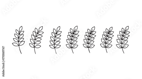 A row of delicate hand drawn wheat stalks in a simple silhouette