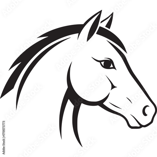 Stylized horse head silhouette isolated on white background