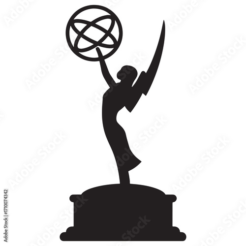Silhouette of a prestigious award statue, symbolizing achievement and recognition in creative fields
