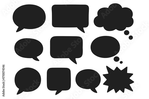 Various speech bubbles in different shapes and styles for comic or graphic design projects