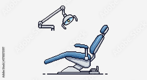 Dental chair against white backdrop in bright light, showcasing professional equipment. Dental chair and equipment for a modern dental office, ensuring patient comfort and efficient procedures.