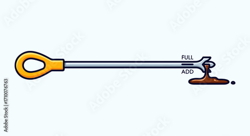 Car dipstick with oil level indicating full, car dipstick shows proper lubrication, and full mark. Car dipstick is essential for engine maintenance, ensuring optimal performance.