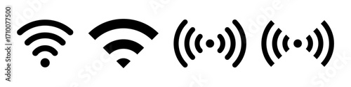 Different black wifi icon set. Wireless internet Sign isolated on white background. Vector wi-fi signal 