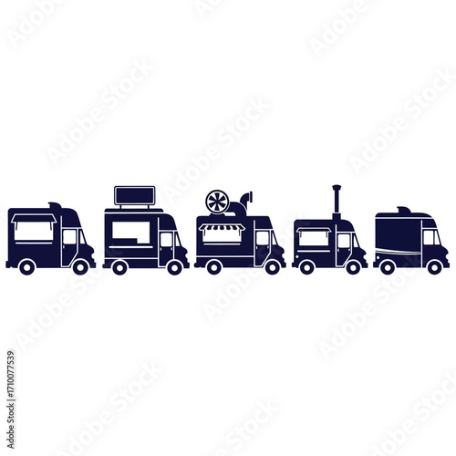Set of 6 food truck icons vector