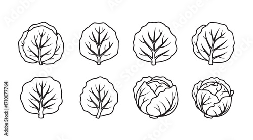 Collection of hand drawn leafy vegetable silhouettes in a sketchy style