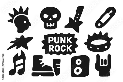 Punk rock symbols representing the spirit of rebellion and music culture