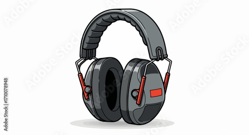 Hearing protection on white background showing protective earmuffs for industrial safety and noise reduction. Hearing protection gear is essential to avoid workplace accidents and injuries,.