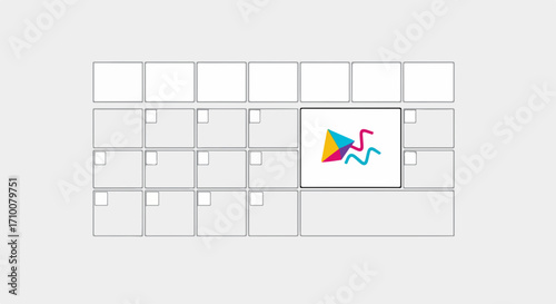 Calendar grid illustration with a single highlighted date. Calendar grid represents planning, reminder, or scheduling date event, and offers visual clarity.